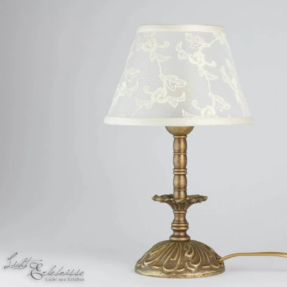 Messinglampen|Stofflampen*Giovanni Battista Premium Tischleuchte Messing Antik