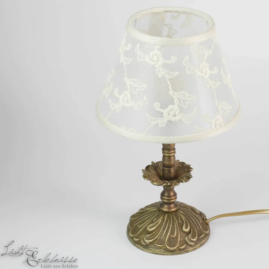 Messinglampen|Stofflampen*Giovanni Battista Premium Tischleuchte Messing Antik