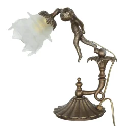 Giovanni Battista Premium Tischleuchte Putte in Bronze< Tischlampen|Jugendstil Lampen