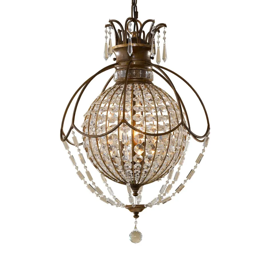 Elstead Prunkvolle Pendelleuchte NOBLES Kristall Schirm Ø46cm< Kugellampen|Designerlampen