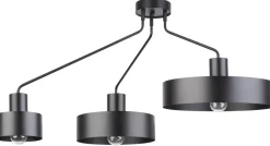 Deckenleuchten|Wohnzimmerlampen*Sigma Retro Deckenleuchte Schwarz Metall 3-flammig auffällig