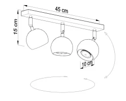 Retro Lampen|Küchenlampen*Sollux Retro Deckenstrahler Weiß 3x GU10 B:45cm Deckenlampe