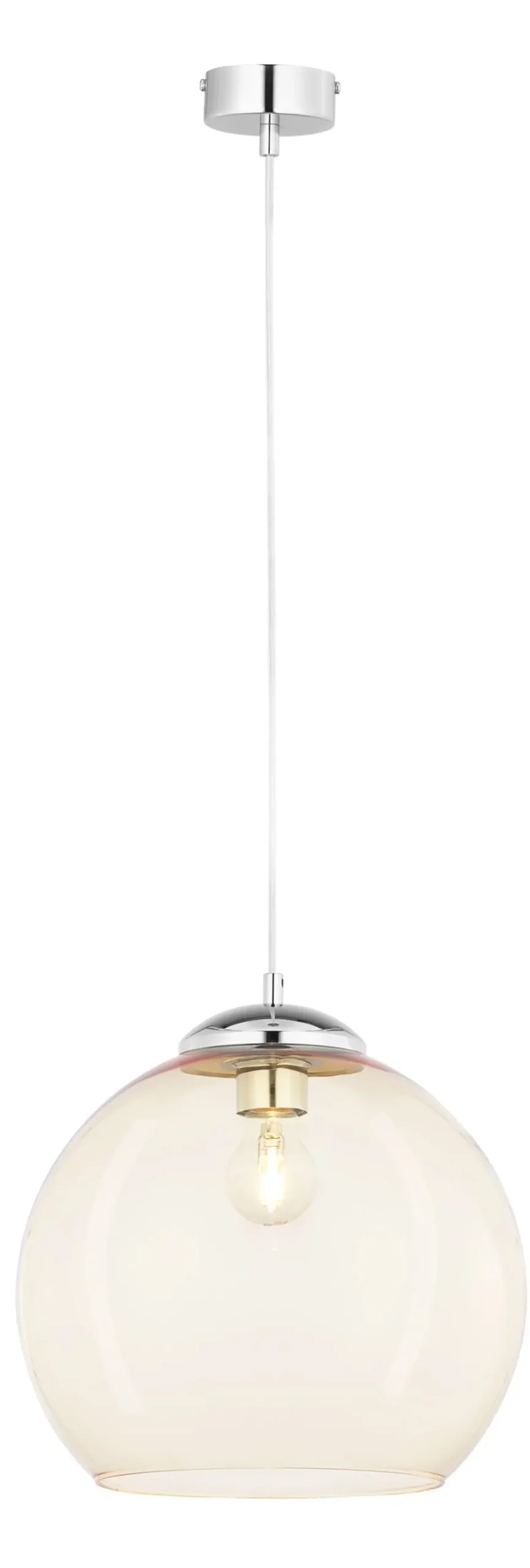 Jupiter Retro Hängelampe in Chrom Bernstein Ø29cm rund< Hängelampen|Esszimmer Lampen