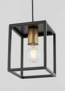 Sigma Retro Hängelampe Schwarz Gold bis 0,9 m hängend E27< Hängelampen|Wohnzimmerlampen