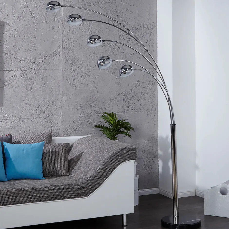 Invicta Interior Retro Lampe Designerleuchte 200cm flexibel Silber< Kugellampen|Retro Lampen