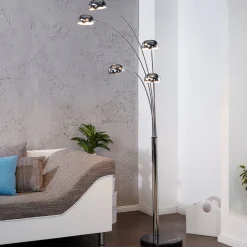 Invicta Interior Retro Lampe Designerleuchte 200cm flexibel Silber< Kugellampen|Retro Lampen