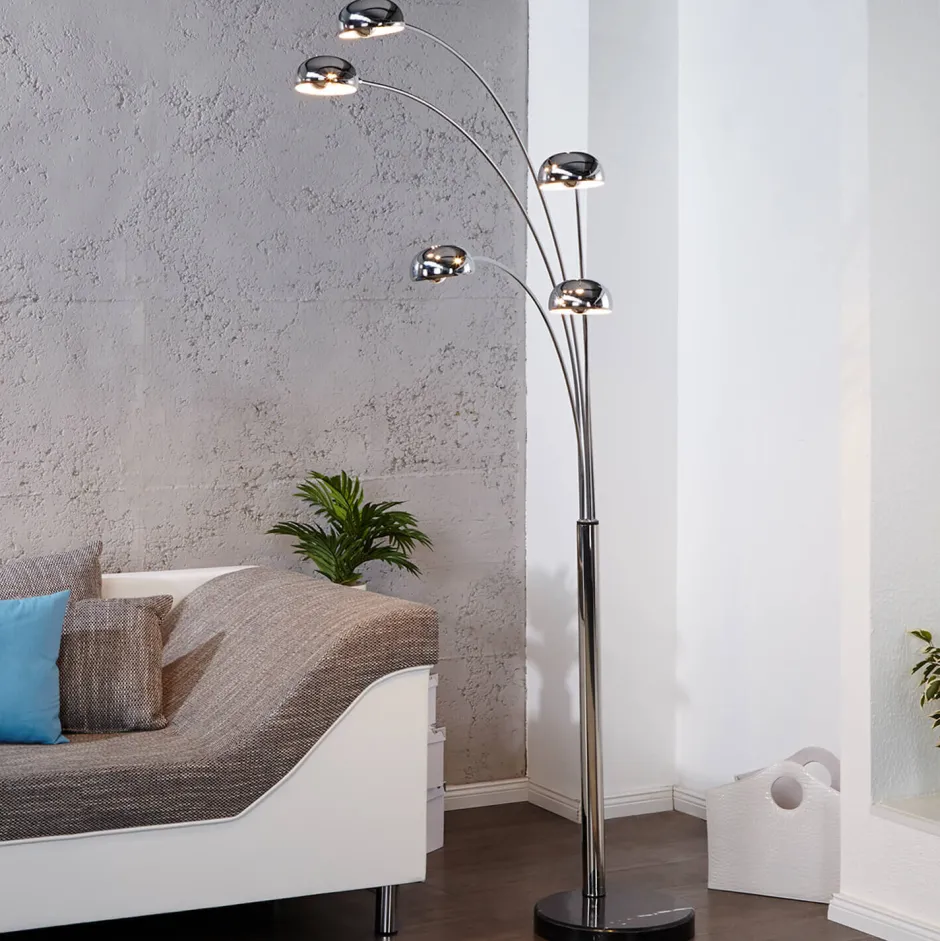 Invicta Interior Retro Lampe Designerleuchte 200cm flexibel Silber< Kugellampen|Retro Lampen