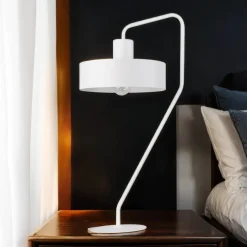 Tischlampen|Schlafzimmer Lampen*Sigma Retro Nachttischlampe Weiß Metall Lesen E27 61,5 cm