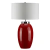 Elstead Retro Tischlampe THALIE Rot Porzellan H:70cm Lampe< Nachttischlampen|Designerlampen