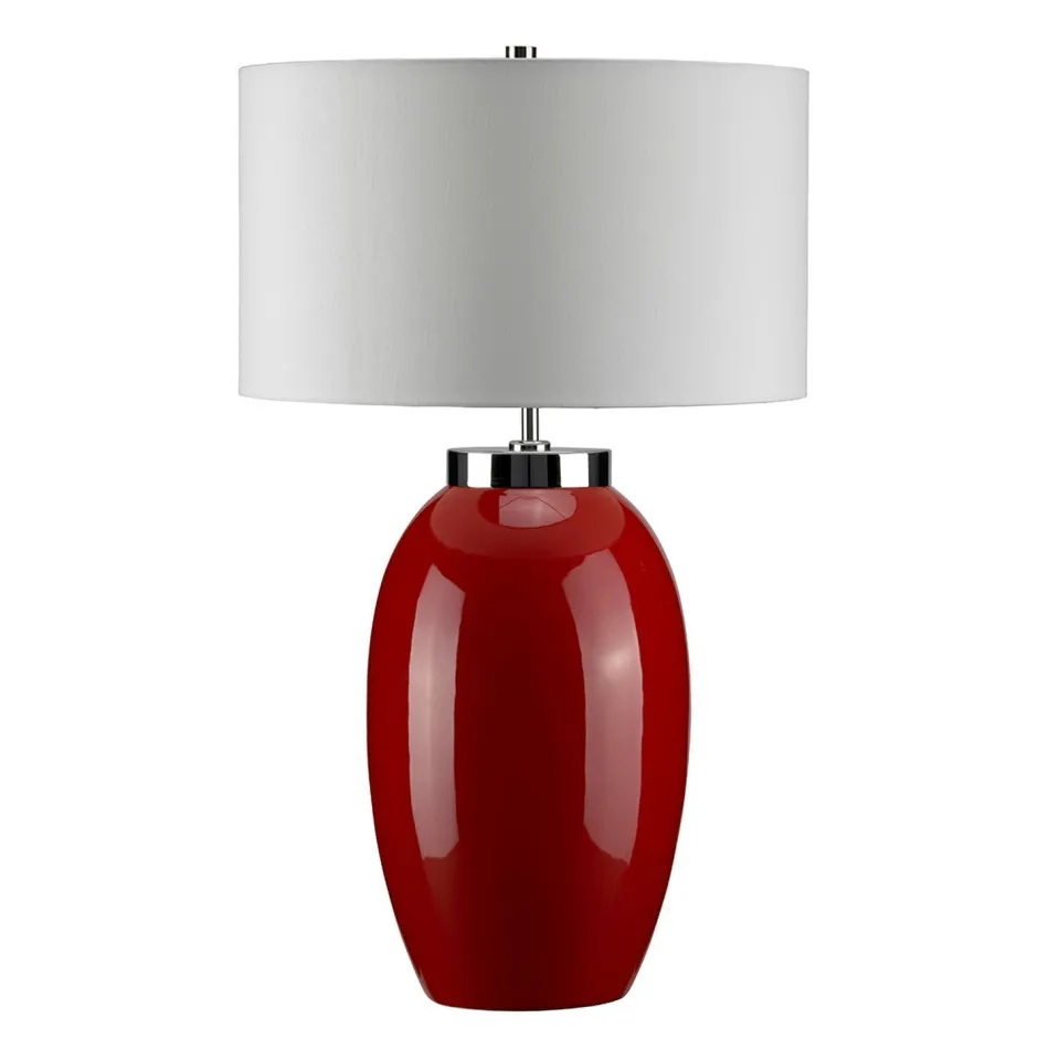 Elstead Retro Tischlampe THALIE Rot Porzellan H:70cm Lampe< Nachttischlampen|Designerlampen