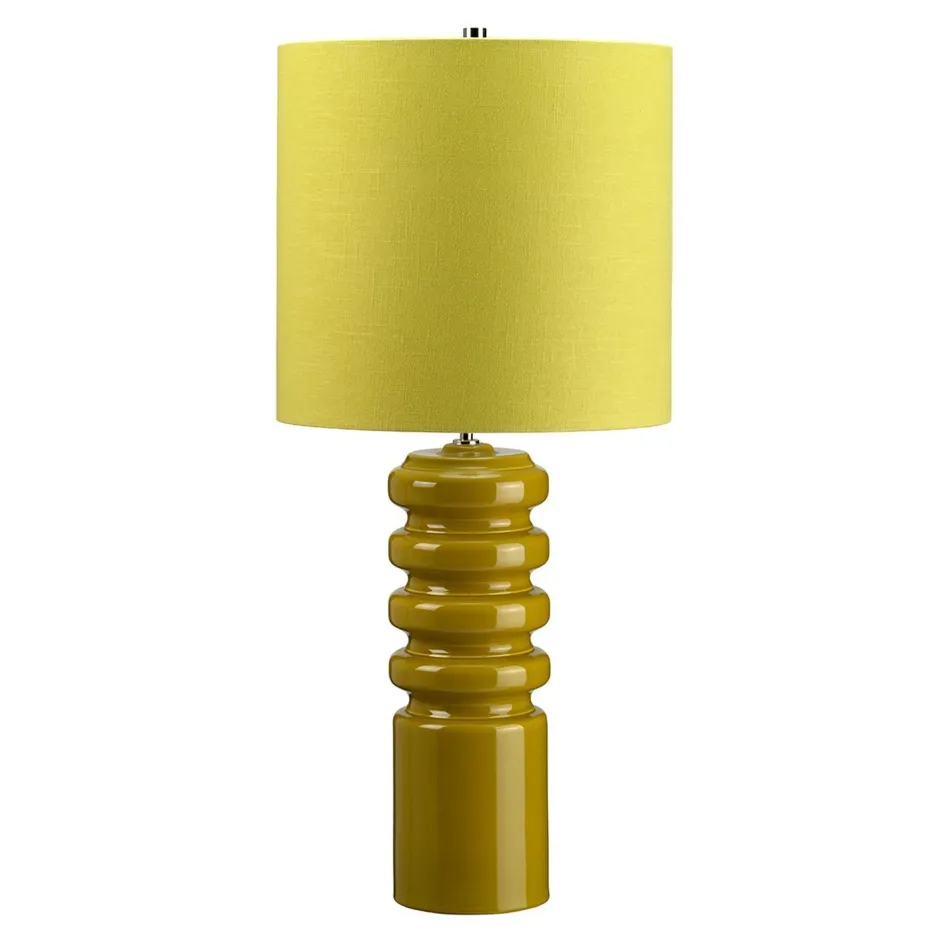 Tischlampen|Schlafzimmer Lampen*Elstead Retro Tischleuchte Keramik Stoff in Limette SILUETA