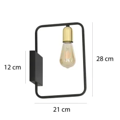 Emibig Retro Wandleuchte Schwarz Gold für E27 Metall Wandlampe< Wandleuchten|Flurlampen