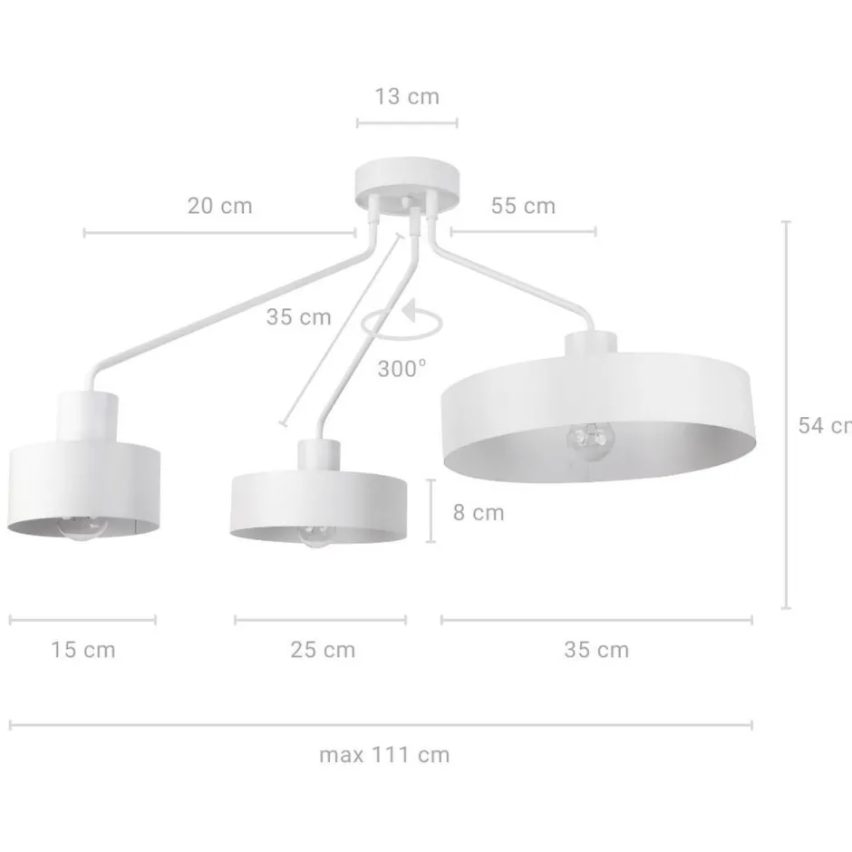 Sigma Riesige Deckenleuchte Weiß Metall L:111 cm Retro Design< Deckenleuchten|Wohnzimmerlampen