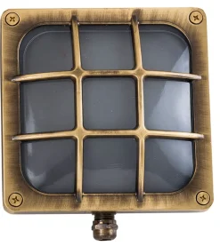 Außenleuchten Antik|Außenleuchten Messing*Lido Robuste Außenlampe Messing IP64 flach Treppe Eingang