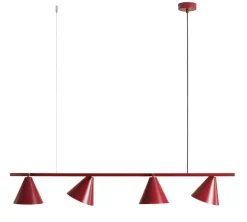 Wohnzimmerlampen|Metall Lampen*ALDEX Rote Hängelampe Metall 4-flammig 120 cm länglich