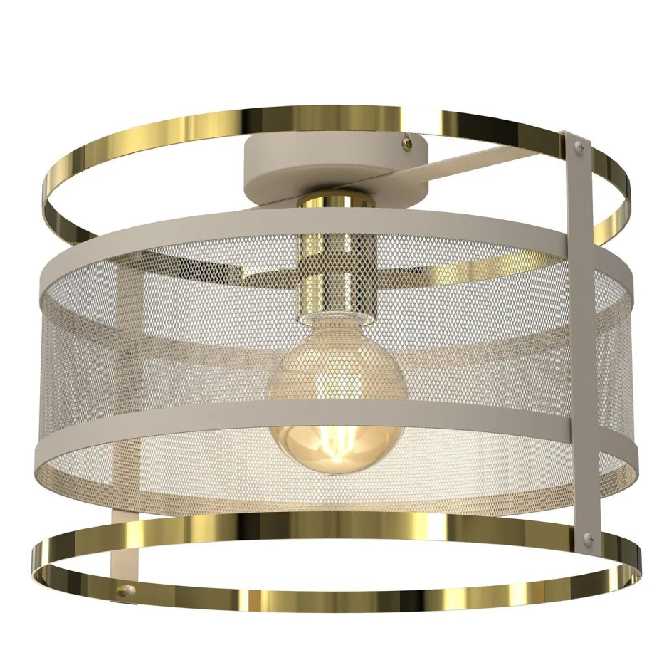 Deckenleuchten|Badezimmer Lampe*Luminex Runde Deckenlampe in Beige Gold Ø30 cm Loft stylisch