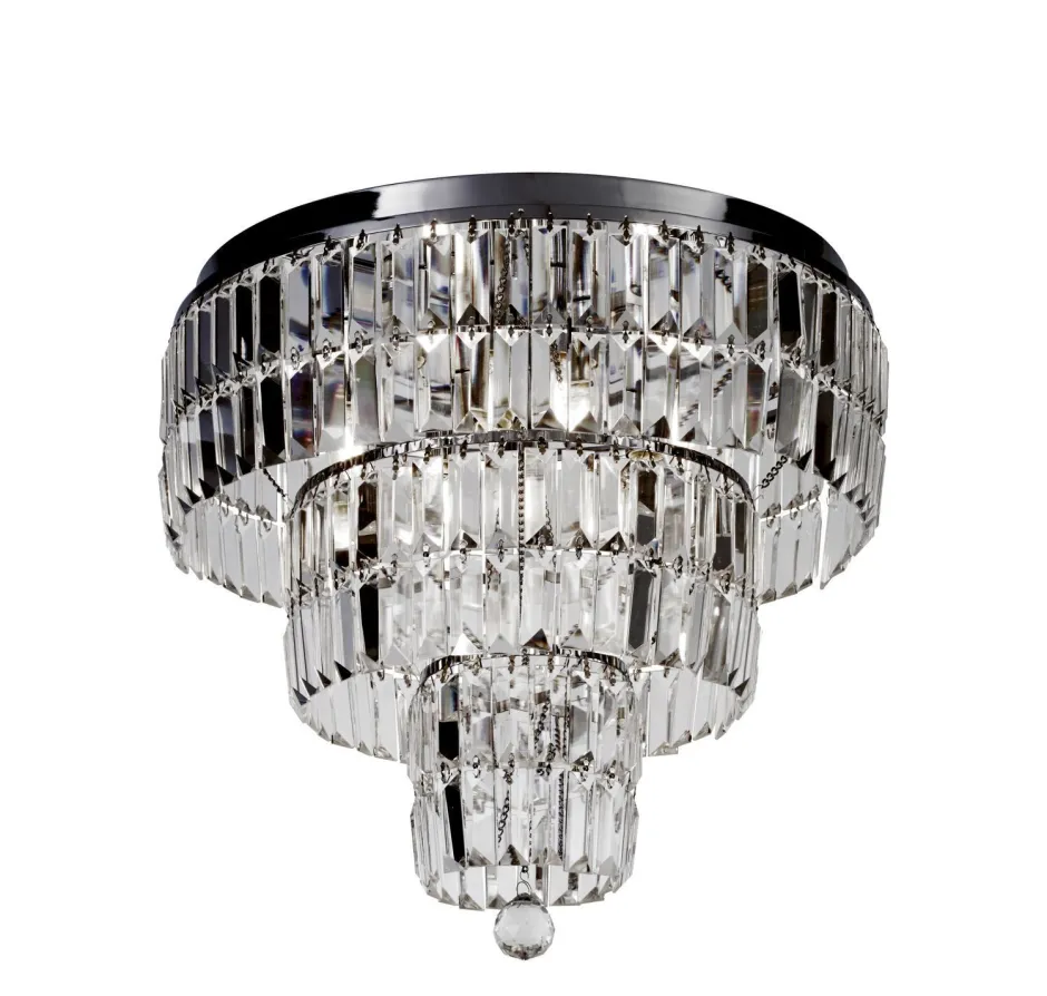 Searchlight Runde Deckenlampe IP44 Glas Metall Ø50 cm in Chrom< Metall Lampen|Glaslampen