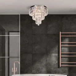 Searchlight Runde Deckenlampe IP44 Glas Metall Ø50 cm in Chrom< Metall Lampen|Glaslampen