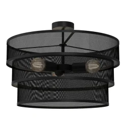 Deckenleuchten|Badezimmer Lampe*Luminex Runde Deckenlampe Metall Schwarz E27 Ø55 cm Industrial