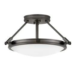 Elstead Runde Deckenlampe Metall Glas Ø 42 cm Schwarz Weiß 3x E14< Deckenleuchten|Bürolampen