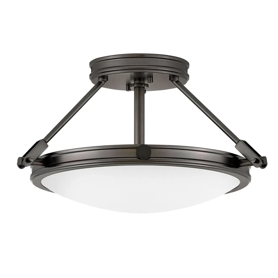 Elstead Runde Deckenlampe Metall Glas Ø 42 cm Schwarz Weiß 3x E14< Deckenleuchten|Bürolampen
