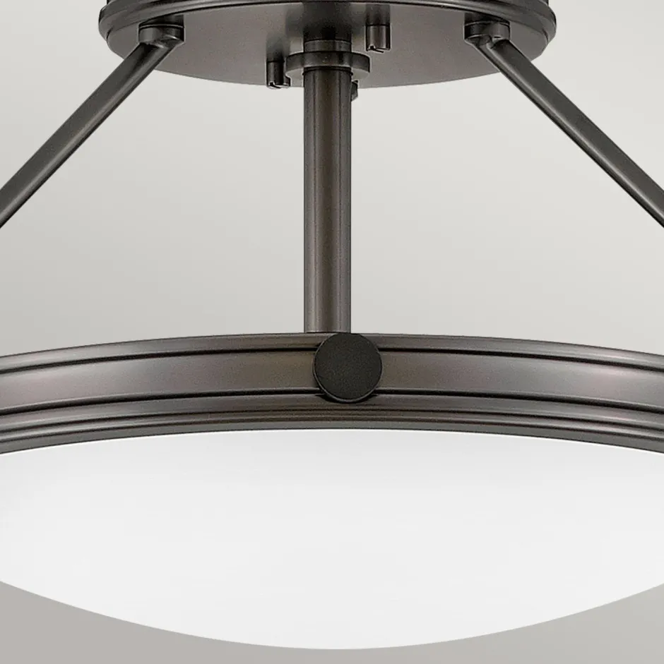 Elstead Runde Deckenlampe Metall Glas Ø 42 cm Schwarz Weiß 3x E14< Deckenleuchten|Bürolampen