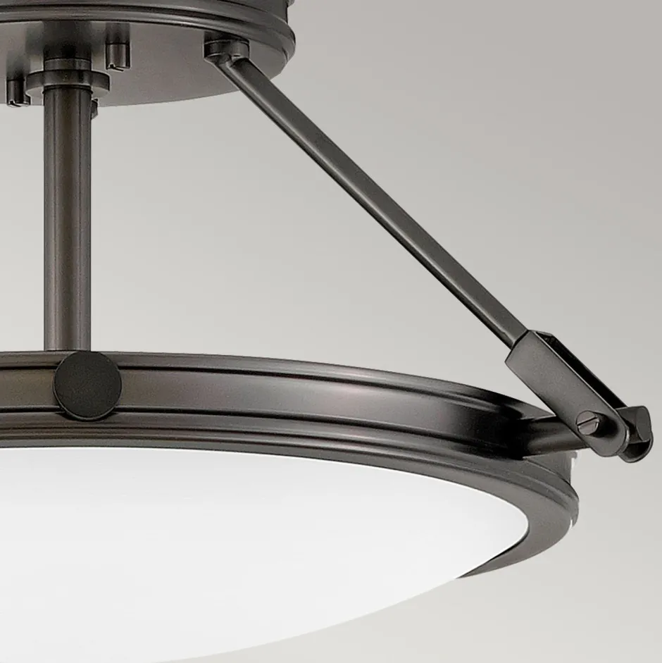 Elstead Runde Deckenlampe Metall Glas Ø 42 cm Schwarz Weiß 3x E14< Deckenleuchten|Bürolampen