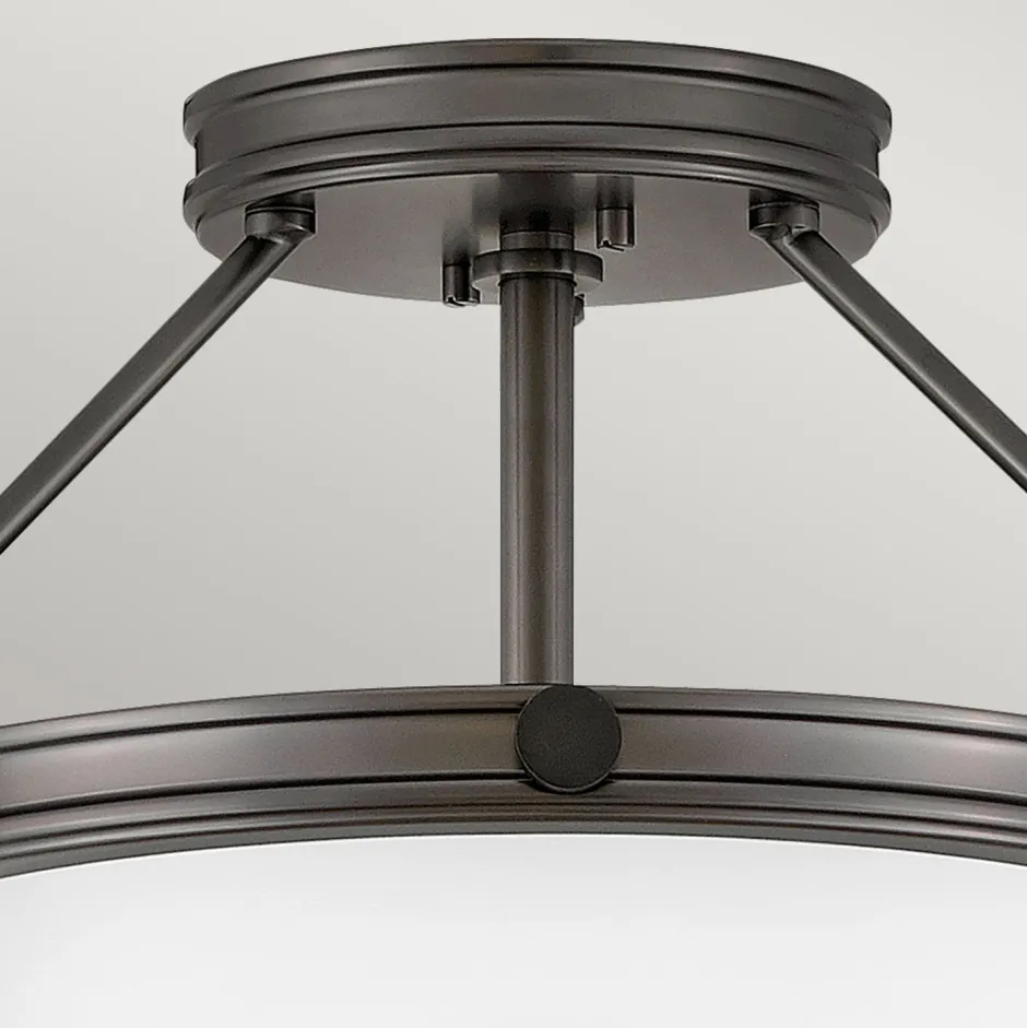 Elstead Runde Deckenlampe Metall Glas Ø 42 cm Schwarz Weiß 3x E14< Deckenleuchten|Bürolampen