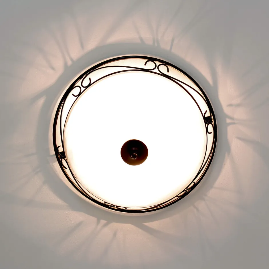 Glaslampen|Holzlampen*Easylight Runde Deckenlampe Rustikal Ø47cm Glas ATHEN