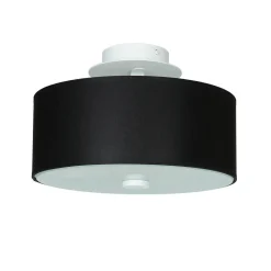 Wohnzimmerlampen|Stofflampen*Sollux Runde Deckenlampe Schwarz Ø 30 cm blendarm Stoff Glas