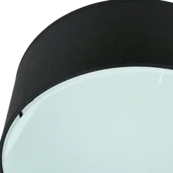 Wohnzimmerlampen|Stofflampen*Sollux Runde Deckenlampe Schwarz Ø 30 cm blendarm Stoff Glas