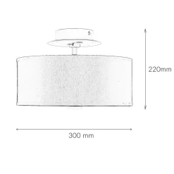 Wohnzimmerlampen|Stofflampen*Sollux Runde Deckenlampe Schwarz Ø 30 cm blendarm Stoff Glas