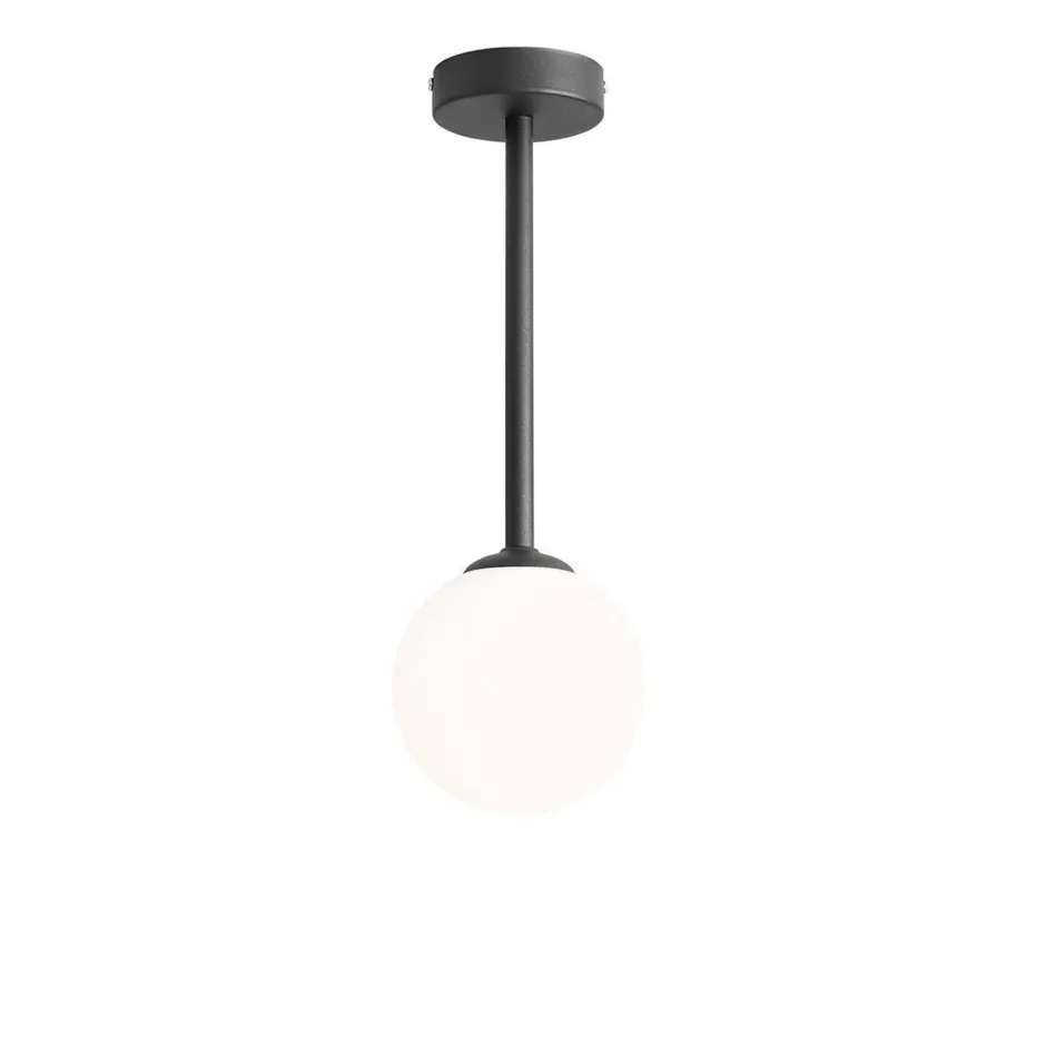 Deckenleuchten|Badezimmer Lampe*ALDEX Runde Deckenlampe Schwarz Glas Metall E14 14 cm blendarm