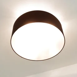 Duolla Runde Deckenlampe Stoff Ø50cm Braun blendarm< Deckenleuchten|Flurlampen