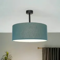 TK Lighting Runde Deckenlampe Stoffschirm in Petrol E27 Ø40 cm< Deckenleuchten|Bürolampen