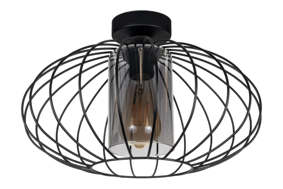 Flurlampen|Bürolampen*Belis Runde Deckenleuchte E27 Ø34 cm Schwarz blendarm Retro