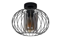 Belis Runde Deckenleuchte E27 Ø25 cm Schwarz blendarm Retro< Flurlampen|Bürolampen