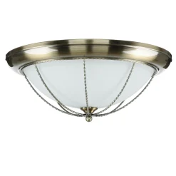 Easylight Runde Deckenleuchte E27 SUDAN mit Glasschirm Messing Optik< Deckenleuchten|Flurlampen