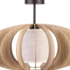 Sigma Runde Deckenleuchte Holz Stoff blendarm Ø60 cm E27< Holzlampen|Moderne Lampen