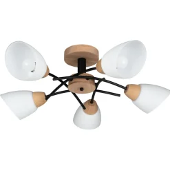 Spot Light Runde Deckenleuchte Holz Glas blendarm Ø70cm Retro< Deckenleuchten|Flurlampen