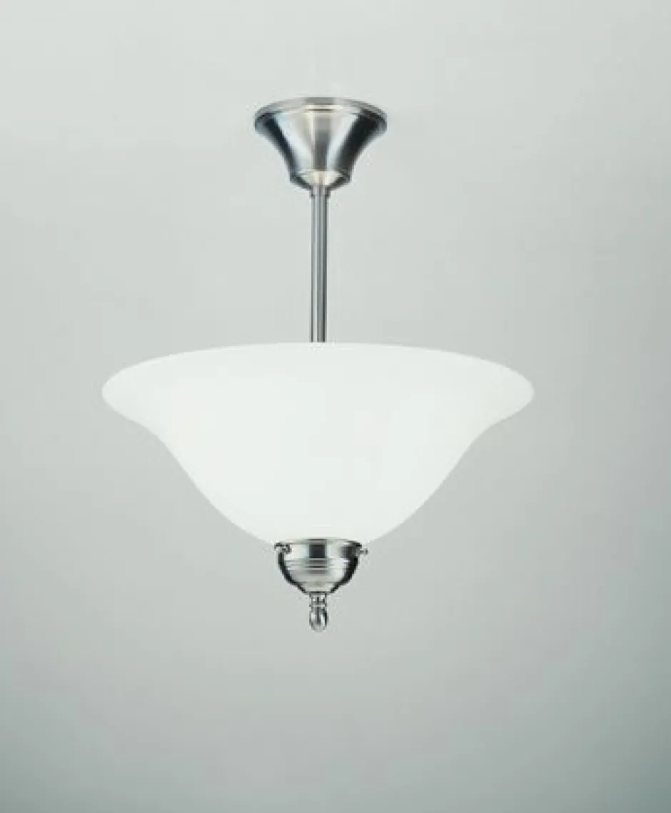 Bürolampen|Wohnzimmerlampen*Berliner Messingleuchten Runde Deckenleuchte in Nickel Messing Glas E27 Ø35 cm