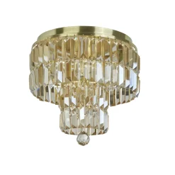 Deckenleuchten|Metall Lampen*Searchlight Runde Deckenleuchte IP44 Glas Metall Ø34 cm in Messing