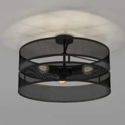 Luminex Runde Deckenleuchte Metall Schwarz E27 Ø55 cm Industrie< Deckenleuchten|Badezimmer Lampe