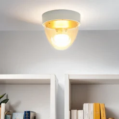 Nowodvorski Runde Deckenleuchte Weiß Gold klein Ø18cm IP44 Modern< Wohnzimmerlampen|Moderne Lampen
