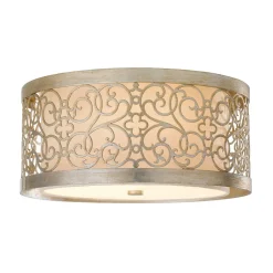 Wohnzimmerlampen|Stofflampen*Elstead Runde Deckenleuchte Wohnzimmer Blattsilber antik