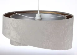 BPS Koncept Runde Hängelampe E27 D: 50 cm Grau Gold Silber Stoffschirm< Hängelampen|Bürolampen