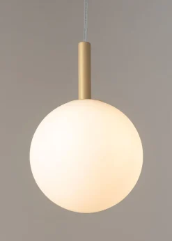 Hängelampen|Esszimmer Lampen*Sigma Runde Hängelampe Glas Kugel Metall Gold G9 Ø14 cm