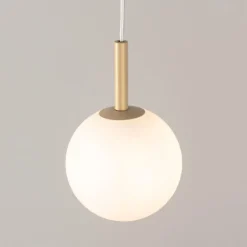 Hängelampen|Esszimmer Lampen*Sigma Runde Hängelampe Glas Kugel Metall Gold G9 Ø14 cm
