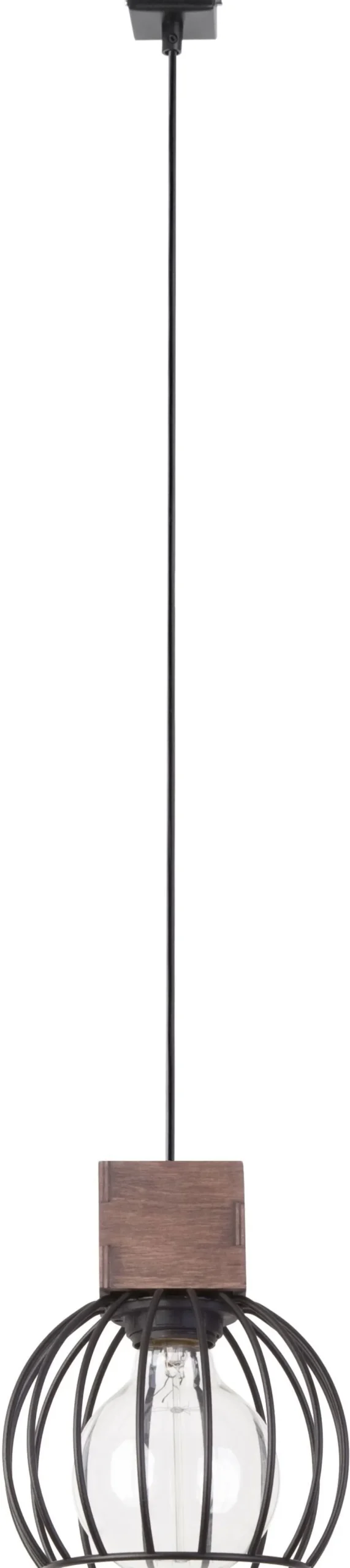 Hängelampen|Wohnzimmerlampen*Sigma Runde Hängelampe Holz Metall Schwarz E27 Ø16 cm