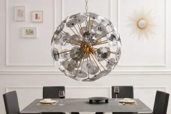 Invicta Interior Runde Hängelampe Kugel Glas Metall 5-flammig in Gold< Wohnzimmerlampen|Glaslampen